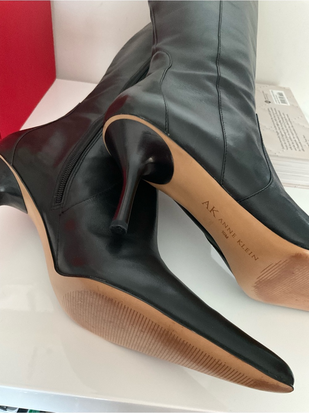 Anne Klein Tall Black Knee-High Pointed Toe Stiletto Boots Size 10 - Picture 7 of 7